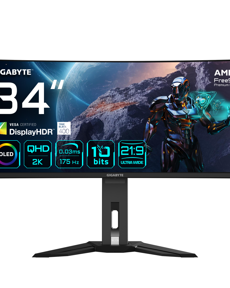MONITOR GIGABYTE 34” CURVO OLED QWHD IPS 175HZ 0.03MS