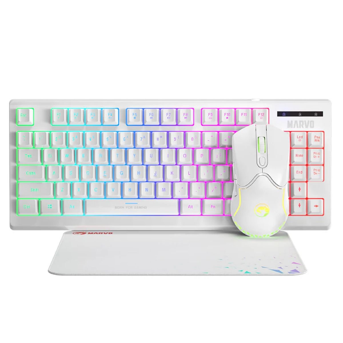 COMBO MARVO CM310-WH TECLADO + MOUSE + MOUSEPAD BLANCO (INGLÉS)